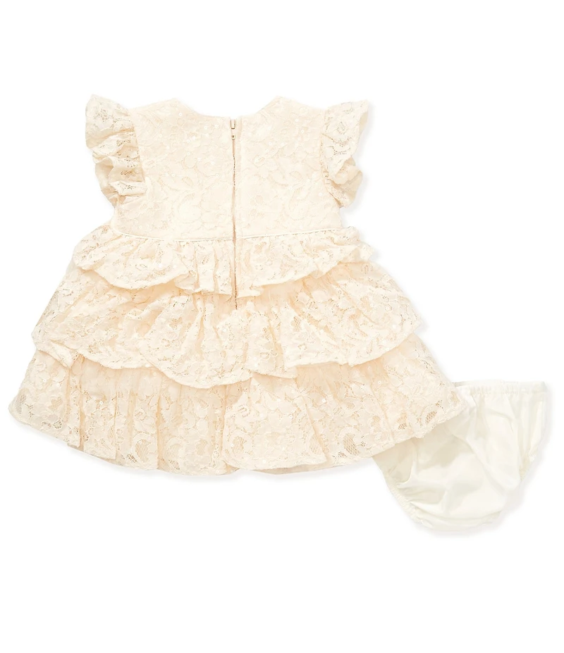 Bonnie Jean Baby Girls Flutter-Sleeve Sequin-Embellished Lace Fit-And-Flare Dress