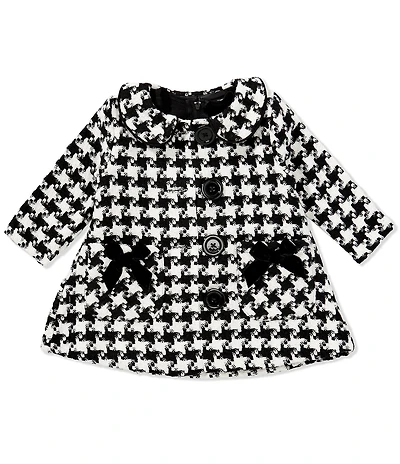 Bonnie Jean Baby Girls Houndstooth Wool-Blend Coat & Short-Sleeve Textured-Knit/Houndstooth-Skirted Two-Piece Set