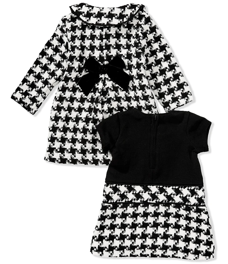 Bonnie Jean Baby Girls Houndstooth Wool-Blend Coat & Short-Sleeve Textured-Knit/Houndstooth-Skirted Two-Piece Set