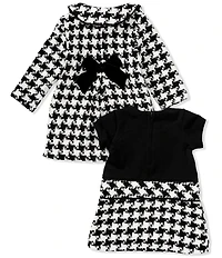 Bonnie Jean Baby Girls Houndstooth Wool-Blend Coat & Short-Sleeve Textured-Knit/Houndstooth-Skirted Two-Piece Set