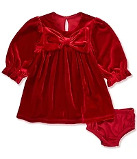 Bonnie Jean Baby Girls Long-Sleeve Bow-Accented Empire-Waist Velvet Dress