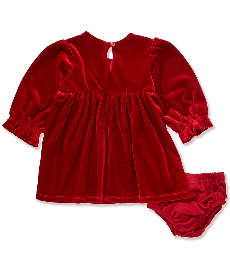 Bonnie Jean Baby Girls Long-Sleeve Bow-Accented Empire-Waist Velvet Dress