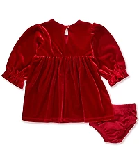 Bonnie Jean Baby Girls Long-Sleeve Bow-Accented Empire-Waist Velvet Dress