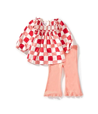 Bonnie Jean Baby Girls Long-Sleeve Checkerboard-Printed Tunic Top & Solid Leggings Set