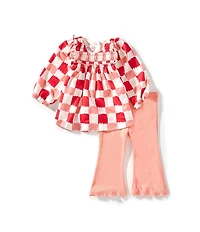 Bonnie Jean Baby Girls Long-Sleeve Checkerboard-Printed Tunic Top & Solid Leggings Set