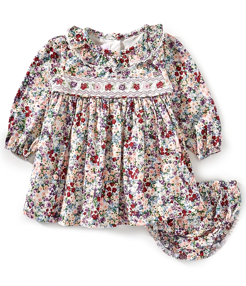 Bonnie Jean Baby Girls Long Sleeve Ditsy-Floral Fit-And-Flare Dress