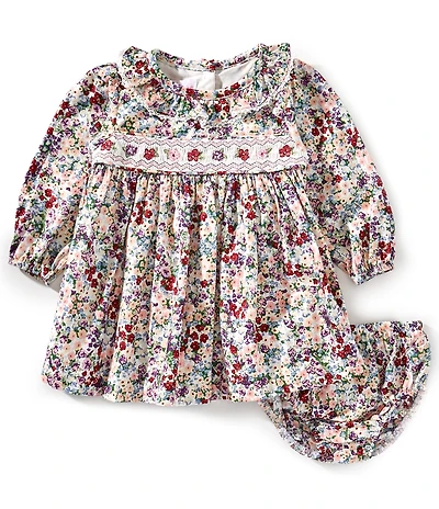Bonnie Jean Baby Girls Long Sleeve Ditsy-Floral Fit-And-Flare Dress