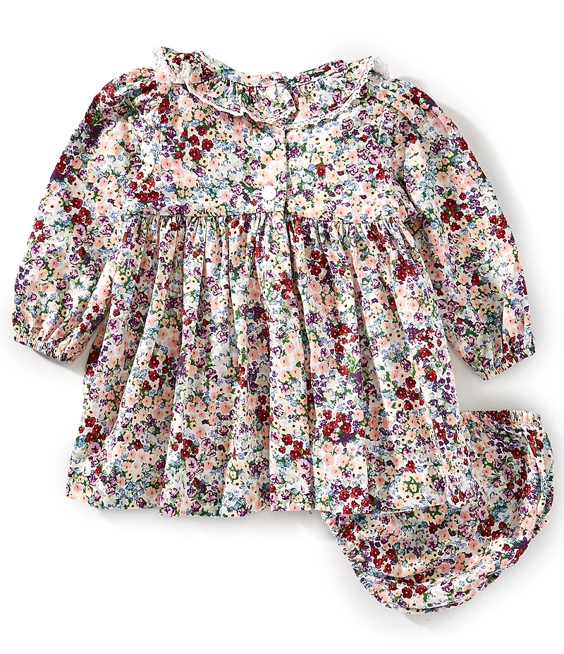 Bonnie Jean Baby Girls Long Sleeve Ditsy-Floral Fit-And-Flare Dress