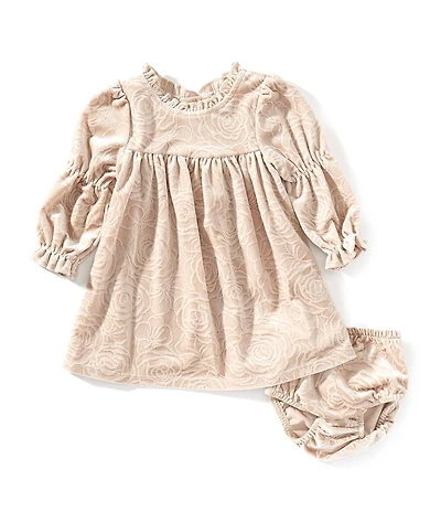 Bonnie Jean Baby Girls Long Sleeve Embossed Empire-Waist Velvet Dress
