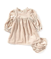 Bonnie Jean Baby Girls Long Sleeve Embossed Empire-Waist Velvet Dress