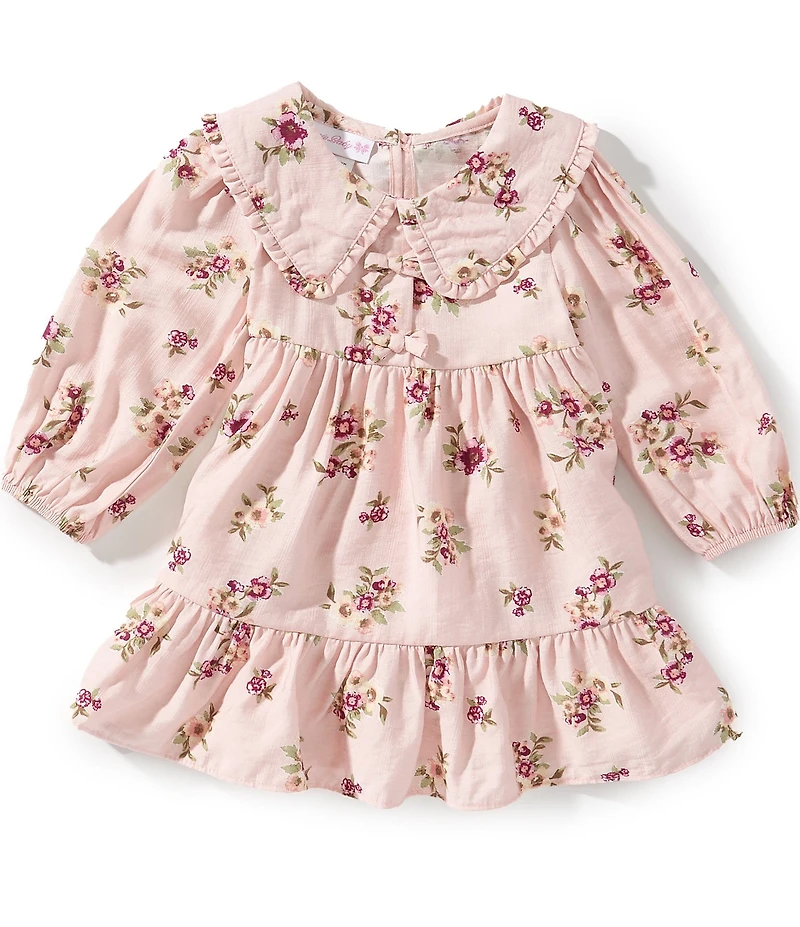 Bonnie Jean Baby Girls Long-Sleeve Floral Crinkle Empire-Waist Dress