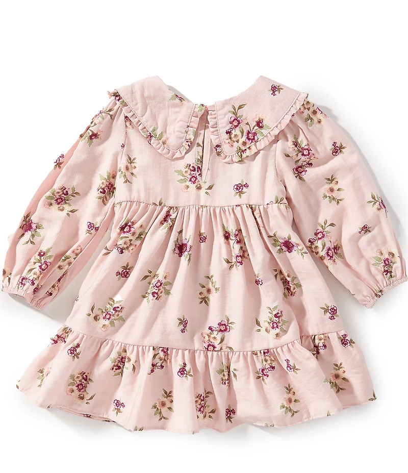 Bonnie Jean Baby Girls Long-Sleeve Floral Crinkle Empire-Waist Dress