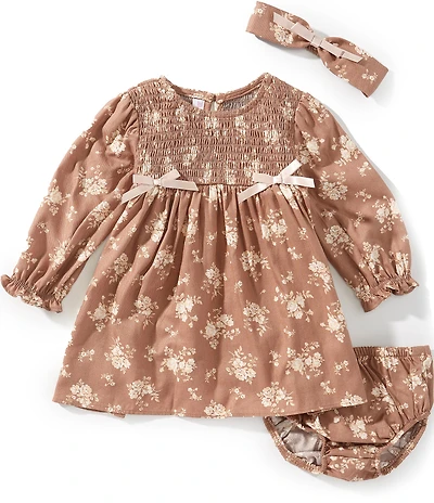 Bonnie Jean Baby Girls Long-Sleeve Floral-Printed Empire-Waist Dress