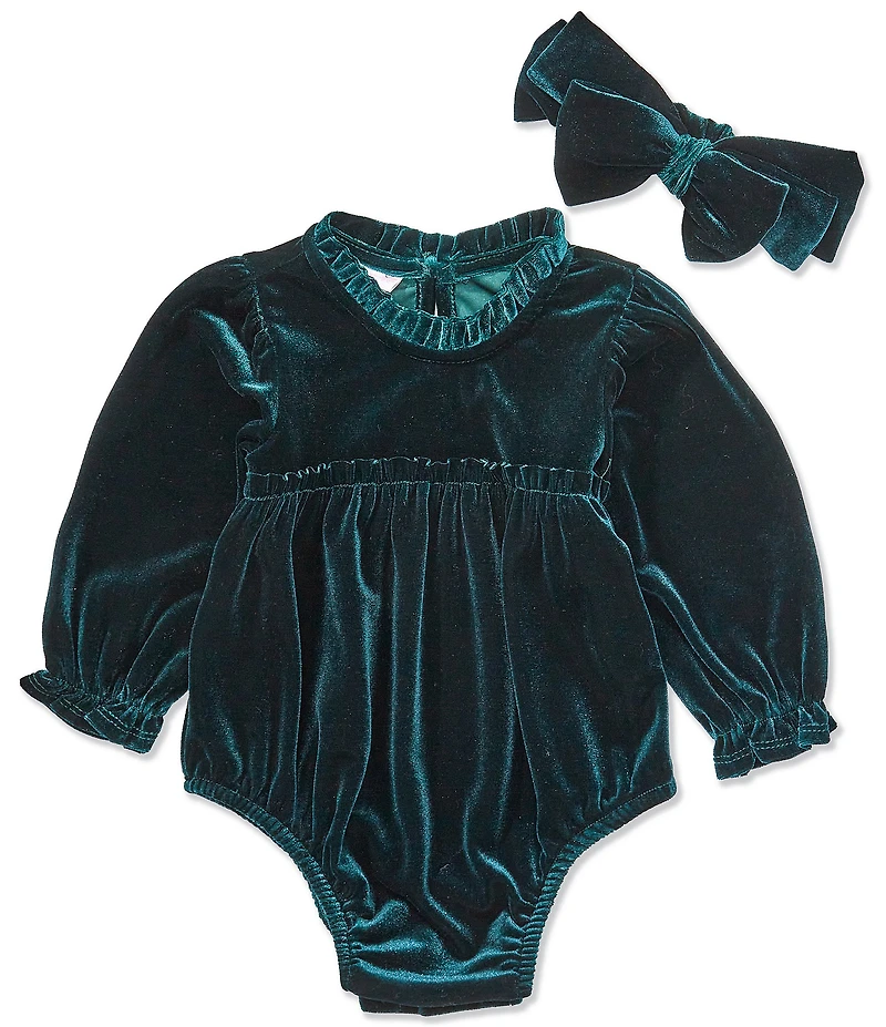 Bonnie Jean Baby Girls Long-Sleeve Stretch Velvet Bodysuit