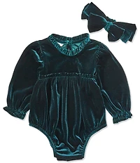 Bonnie Jean Baby Girls Long-Sleeve Stretch Velvet Bodysuit