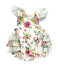 Bonnie Jean Baby Girls Floral Flutter Sleeve Ruffle Bubble Dress