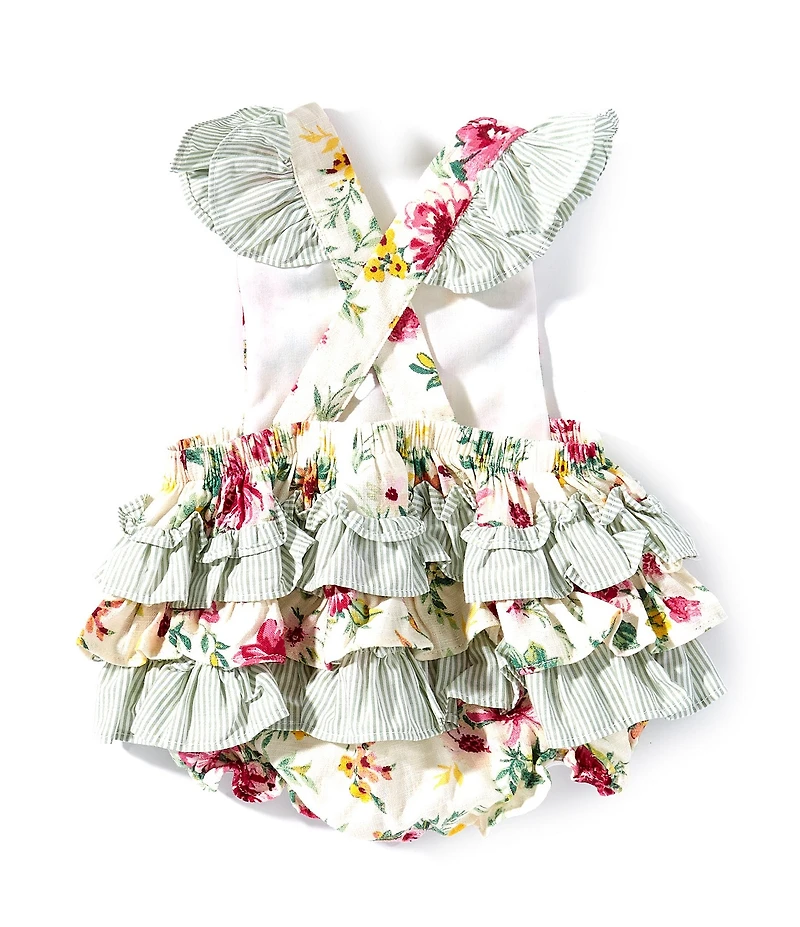 Bonnie Jean Baby Girls Floral Flutter Sleeve Ruffle Bubble Dress