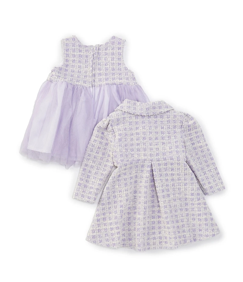 Bonnie Jean Baby Girls Newborn-24 Months Long Sleeve Boucle Coat & Sleeveless Boucle/Mesh Fit & Flare Dress Set