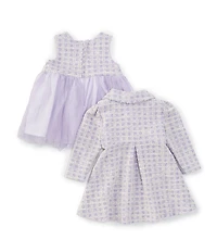 Bonnie Jean Baby Girls Newborn-24 Months Long Sleeve Boucle Coat & Sleeveless Boucle/Mesh Fit & Flare Dress Set