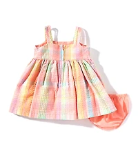 Bonnie Jean Baby Girls Plaid Seersucker Sleeveles Bow Dress