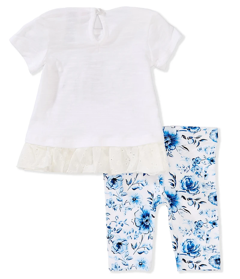 Bonnie Jean Baby Girls Short Sleeve Bunny-Appliqued T-Shirt & Floral-Printed Capri Leggings Set
