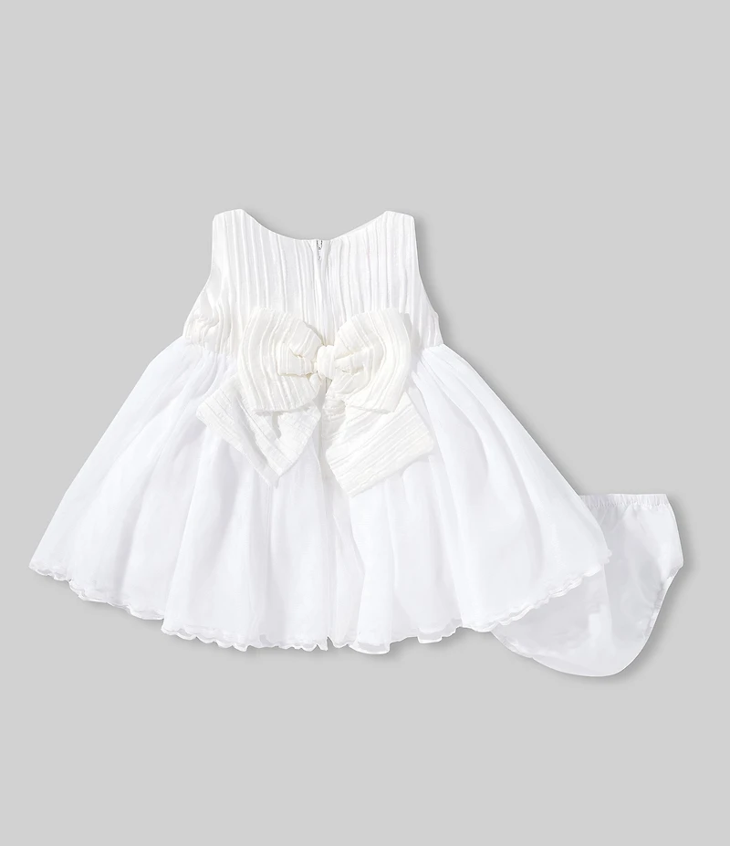 Bonnie Jean Baby Girls Sleeveless Flower Trim Pleated Dress