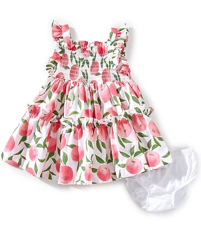 Bonnie Jean Baby Girls Sleeveless Peach-Printed Fit-And-Flare Dress