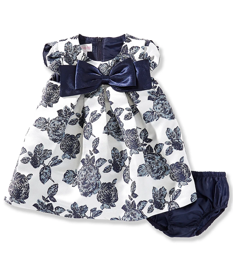 Bonnie Jean Baby Girls Petal-Sleeve Floral Jacquard Trapeze Dress