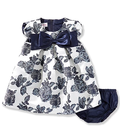 Bonnie Jean Baby Girls Petal-Sleeve Floral Jacquard Trapeze Dress