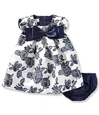 Bonnie Jean Baby Girls Petal-Sleeve Floral Jacquard Trapeze Dress