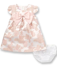 Bonnie Jean Baby Girls Petal Sleeve Floral Metallic Jacquard Trapeze Dress