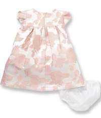 Bonnie Jean Baby Girls Petal Sleeve Floral Metallic Jacquard Trapeze Dress