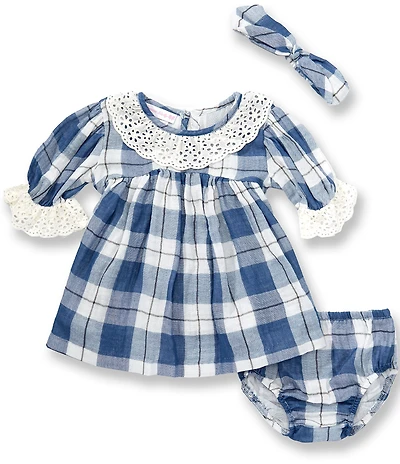 Bonnie Jean Baby Girls Puff Sleeve Plaid Gauze Float Dress