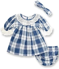 Bonnie Jean Baby Girls Puff Sleeve Plaid Gauze Float Dress