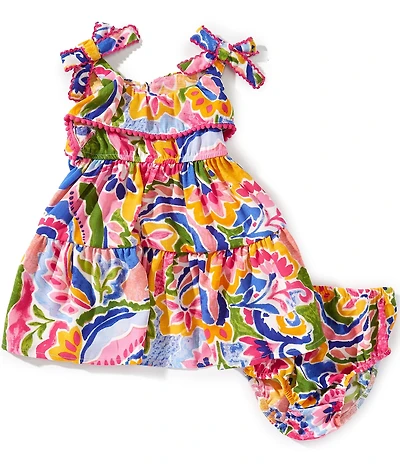 Bonnie Jean Baby Girls Sleeveless Abstract/Floral-Printed Dress