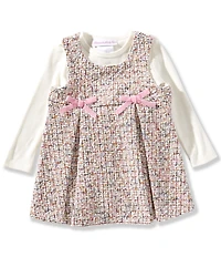Bonnie Jean Baby Girls Sleeveless Boucle Knit Patterned Jumper Dress & Long-Sleeve Rib-Knit Top