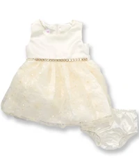 Bonnie Jean Baby Girls Sleeveless Satin & Three-Dimensional Flower Dress