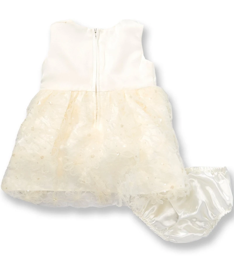 Bonnie Jean Baby Girls Sleeveless Satin & Three-Dimensional Flower Dress