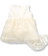 Bonnie Jean Baby Girls Sleeveless Satin & Three-Dimensional Flower Dress