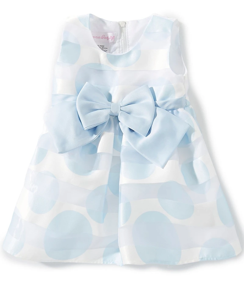 Bonnie Jean Baby Girls Sleeveless Shadow-Stripe/Polka-Dot Burnout Fit-And-Flare Dress