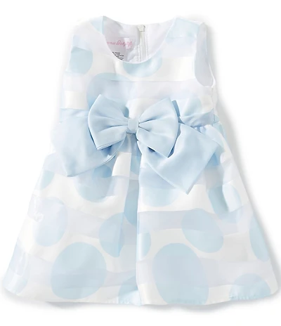 Bonnie Jean Baby Girls Sleeveless Shadow-Stripe/Polka-Dot Burnout Fit-And-Flare Dress