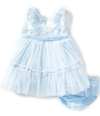 Bonnie Jean Baby Girls Sleeveless Tonal-Sequin-Embellished Floral-Embroidered-Bodice/Mesh-Skirted Ballerina Dress