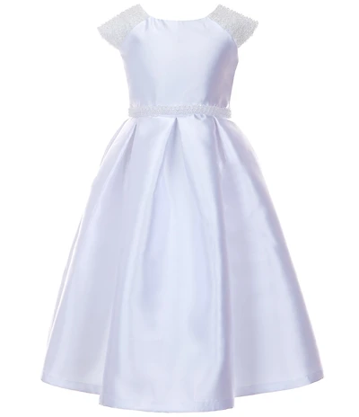 Bonnie Jean Big Girls Beaded-Sleeve Mikado Fit-And-Flare Dress