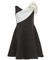 Bonnie Jean Big Girls Bow Shoulder Scuba Fit & Flare Dress