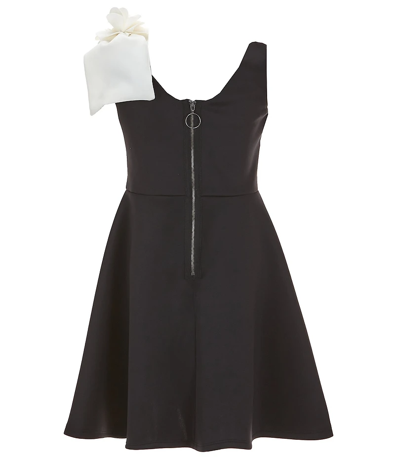 Bonnie Jean Big Girls Bow Shoulder Scuba Fit & Flare Dress