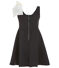 Bonnie Jean Big Girls Bow Shoulder Scuba Fit & Flare Dress