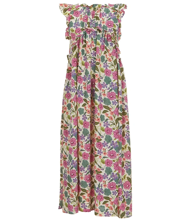Bonnie Jean Big Girls Floral Print Flutter Sleeve Maxi Dress