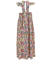 Bonnie Jean Big Girls Floral Print Flutter Sleeve Maxi Dress