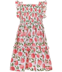 Bonnie Jean Big Girls Flutter-Sleeve Peach-Printed Fit-And-Flare Dress