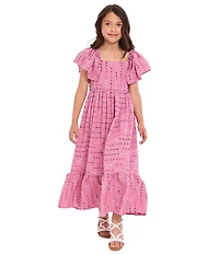 Bonnie Jean Big Girls Flutter-Sleeve Printed Midi Dress